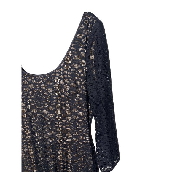 Guess Black Nude Lace Sheath Dress Size 10 Party Cocktail - Picture 5 of 12